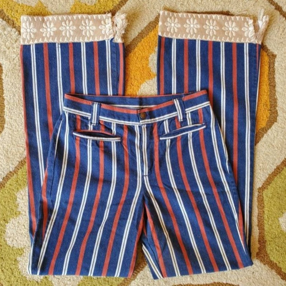 60s/70s Sears Striped Festival Bells w/ Daisy Trim